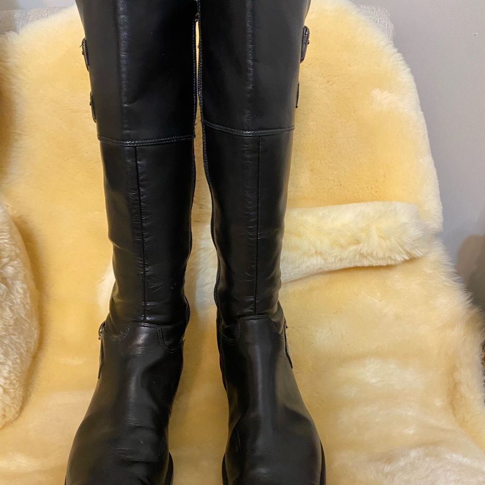 Black leather boots